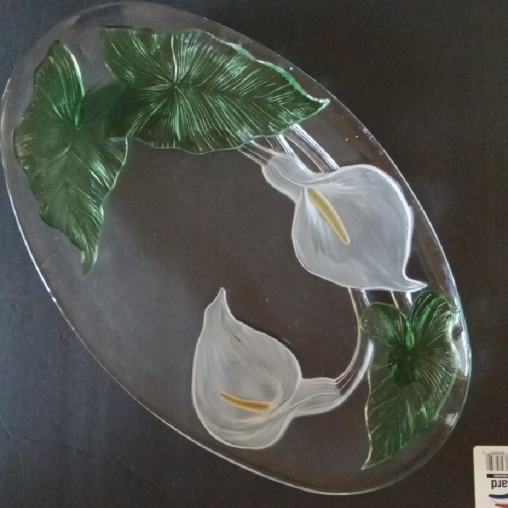 Elegant Luminarc (Cristal D'arques)calla Lily Glass Platter Made In France 15x9